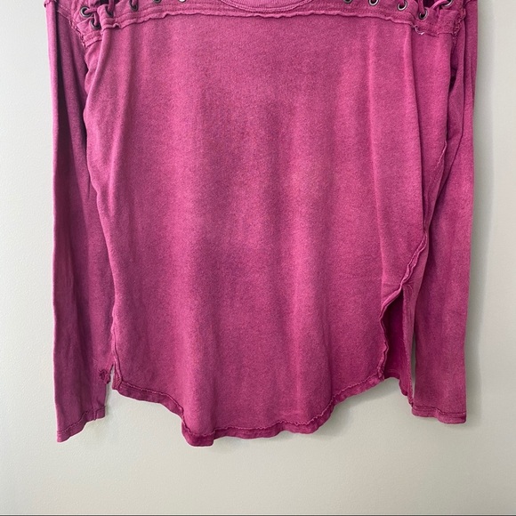 Free People Burnout Knit Top Pink Sz Small - Picture 3 of 11